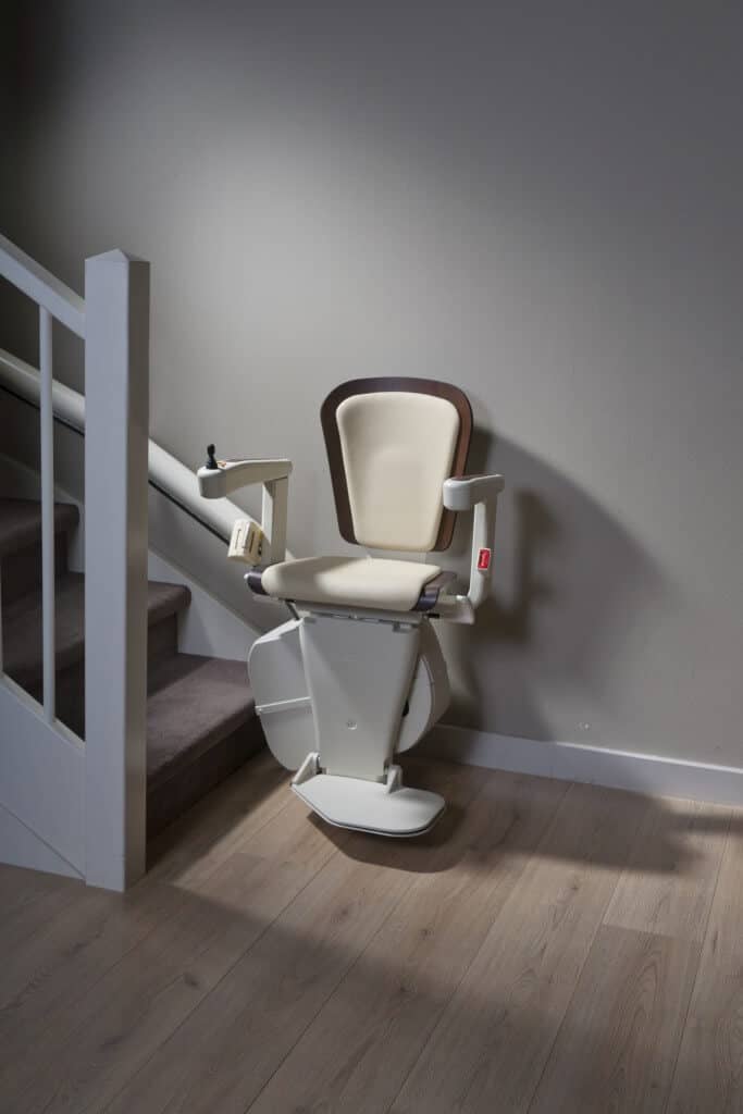 Handicare Freecurve curved stairlift branding image for compact home stairlift design