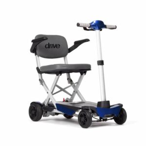 Easy fold lite mobility scooter in blue and grey