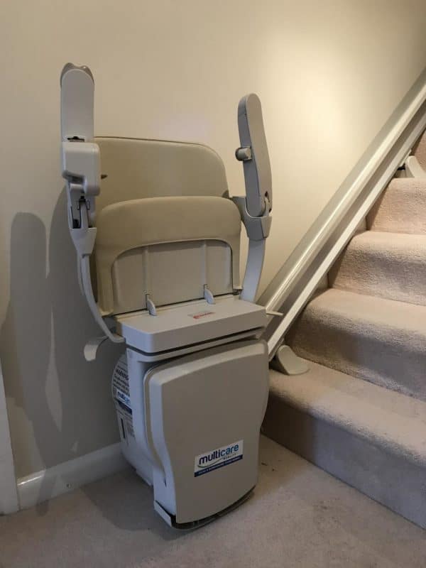 Stannah 600 Stairlift Folded up at bottom of the stairs