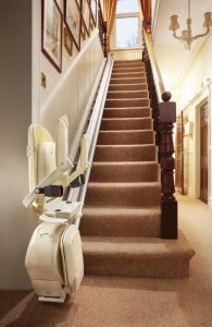 Cream Books Stairlift on straight staircase
